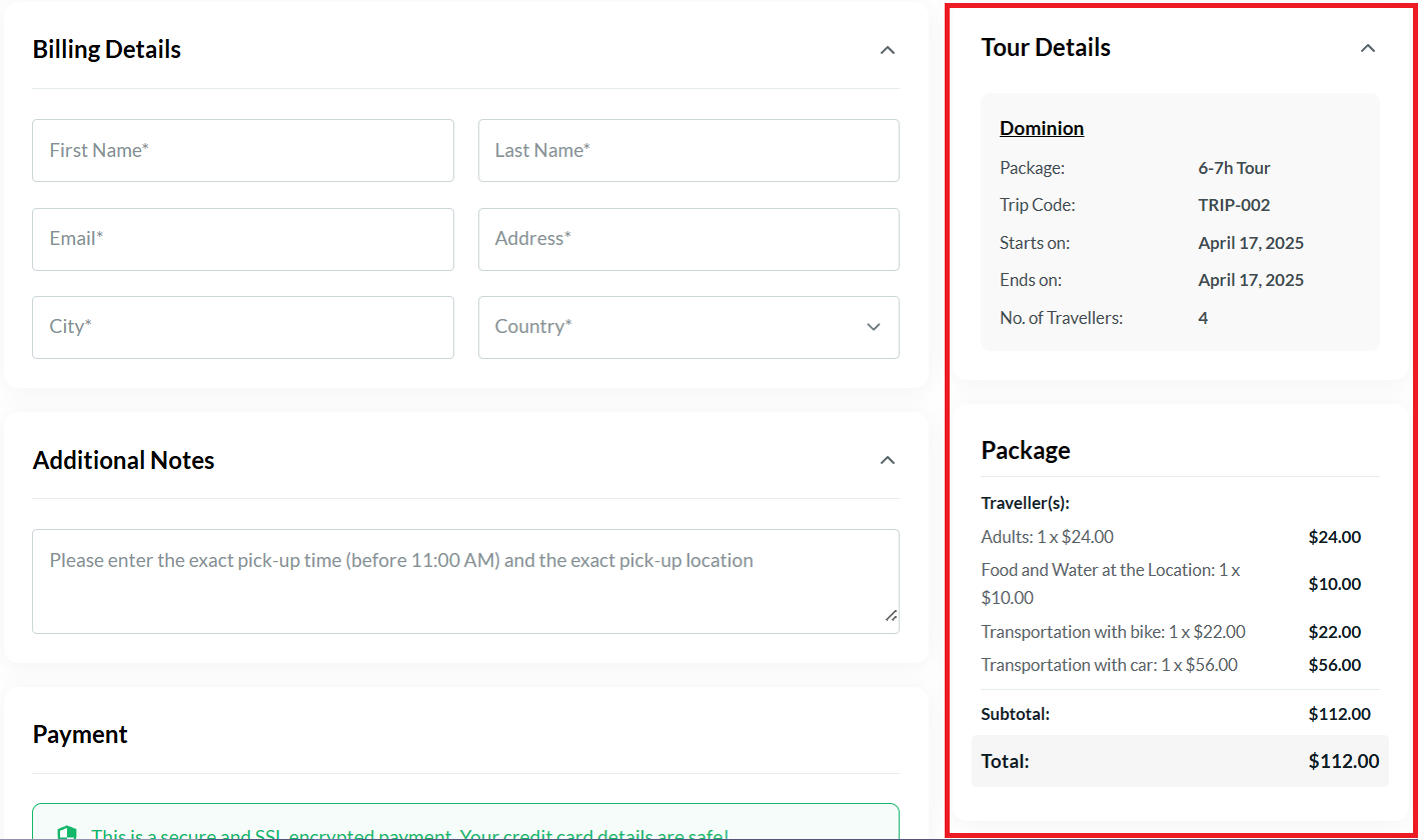 Billing form image